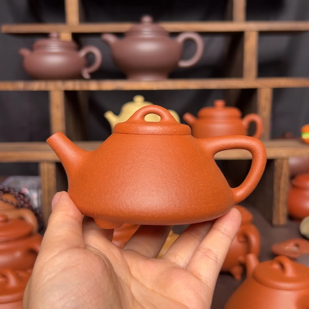 茶壶紫砂红降坡子冶石瓢150毫升礼盒