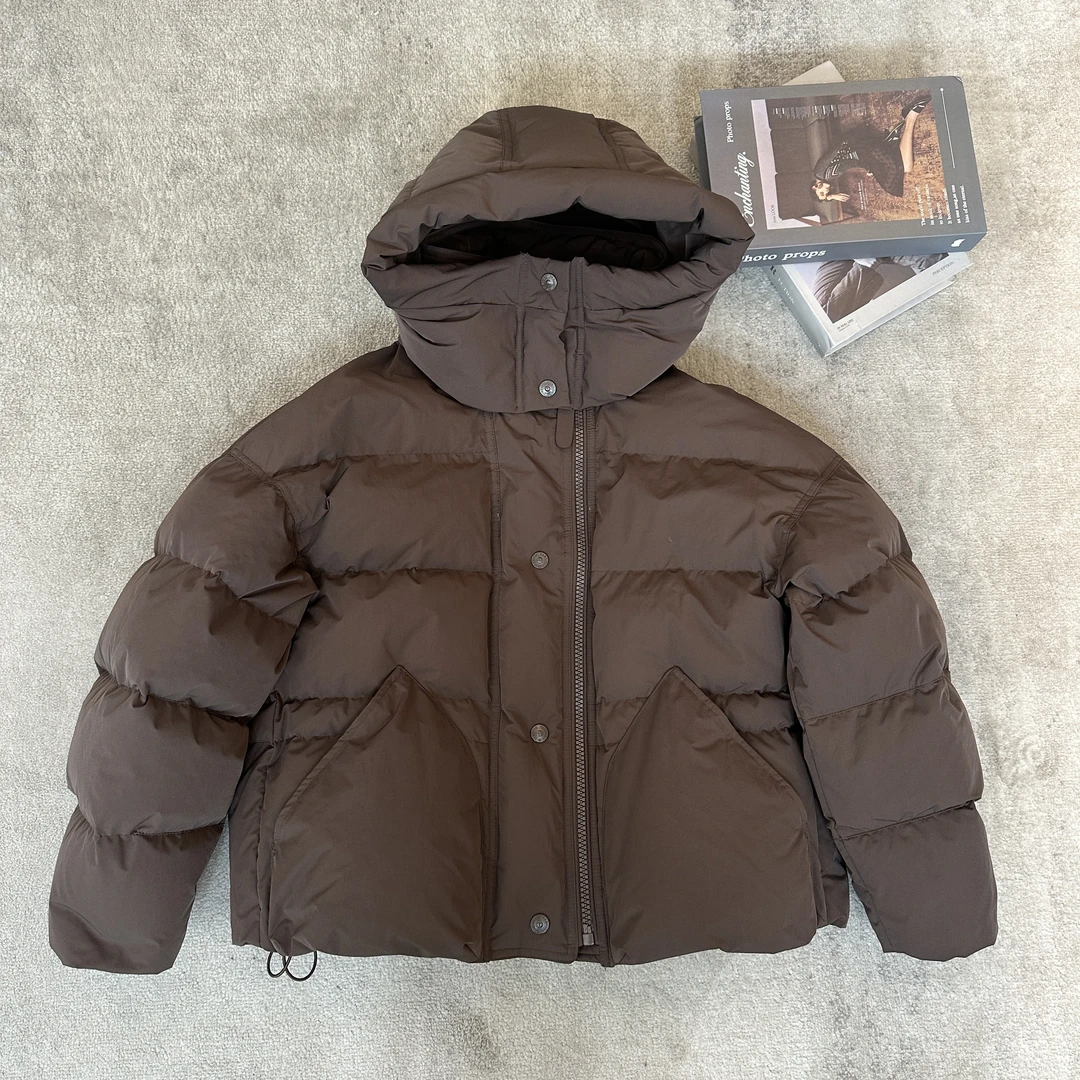 【米可家】高货170+g国标90白鸭绒后腰可收咖色连帽羽绒服外套8826