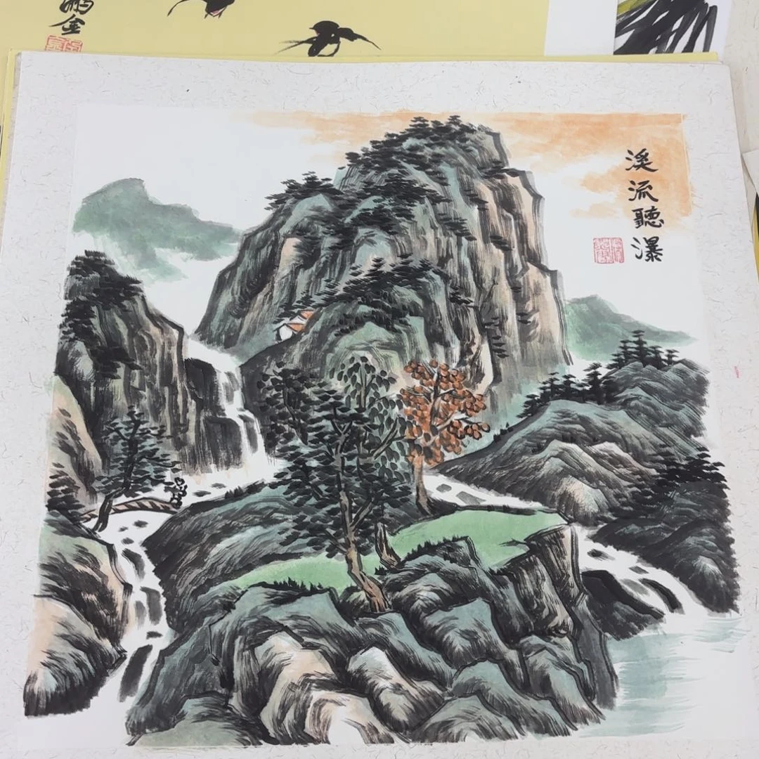 国画斗方花鸟山水手绘