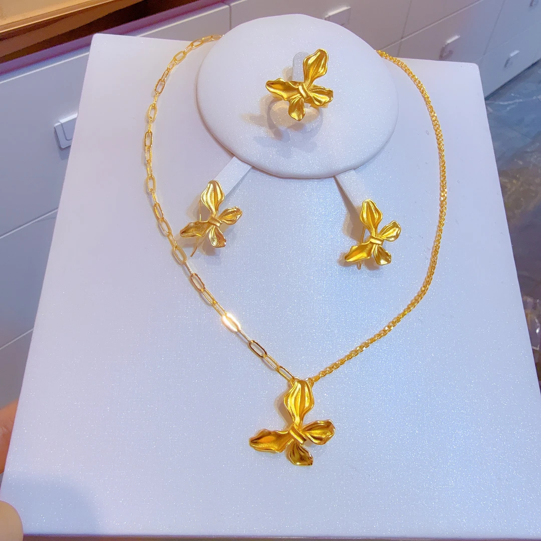 铜合金亚克力项链 新款时尚金子同款三件套首饰altun pasun