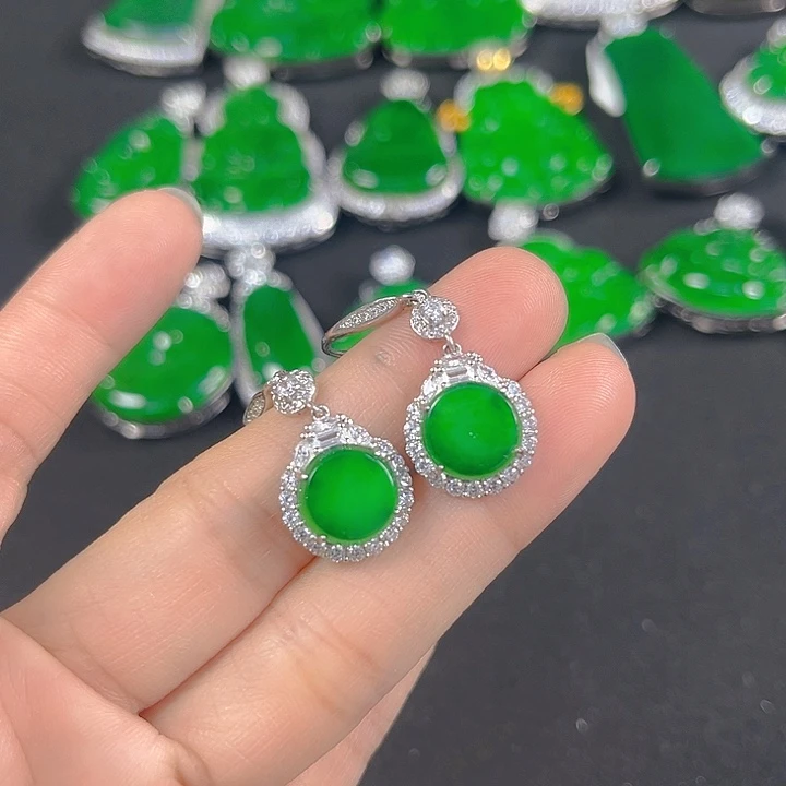 翡翠银S925镶嵌吊坠(不含链)