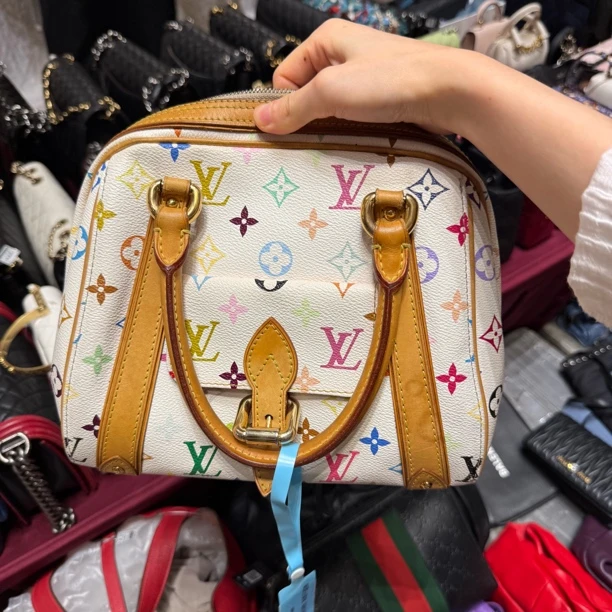 95新 LouisVuitton/路易威登 大吉中古/bz/lv白三彩保龄球包