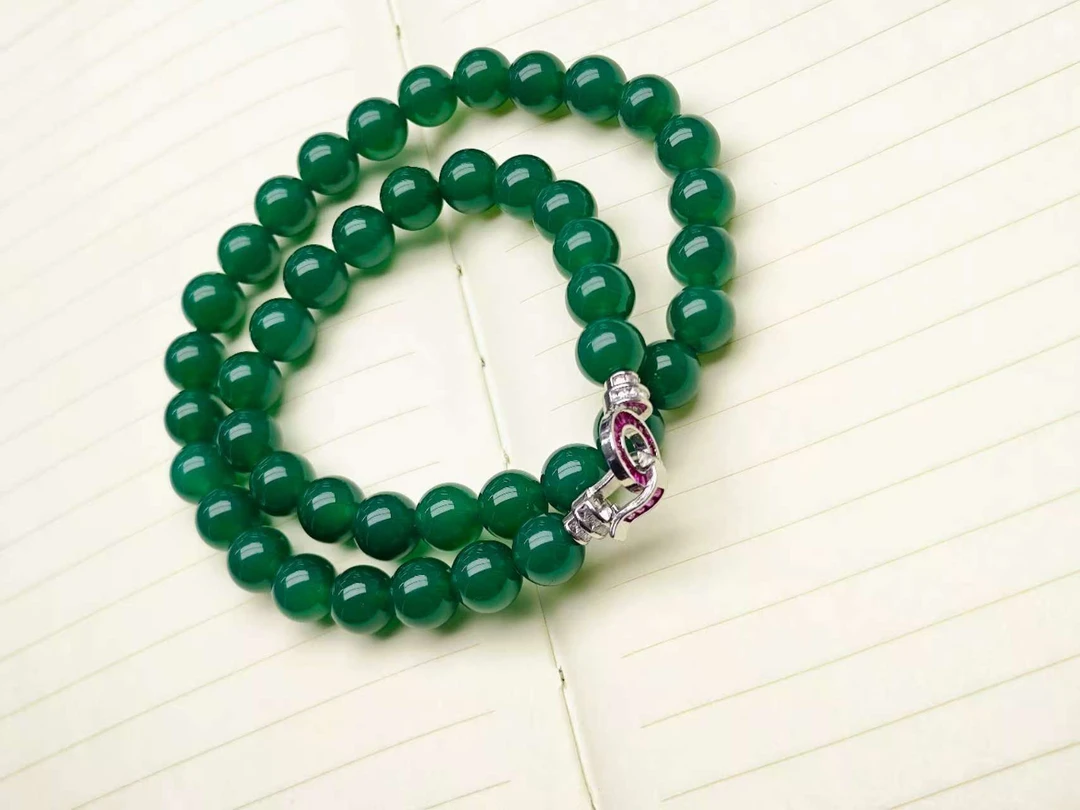 【壹壹珠宝】精美时尚玉石妈妈链【证书+礼盒】玉髓JD01054