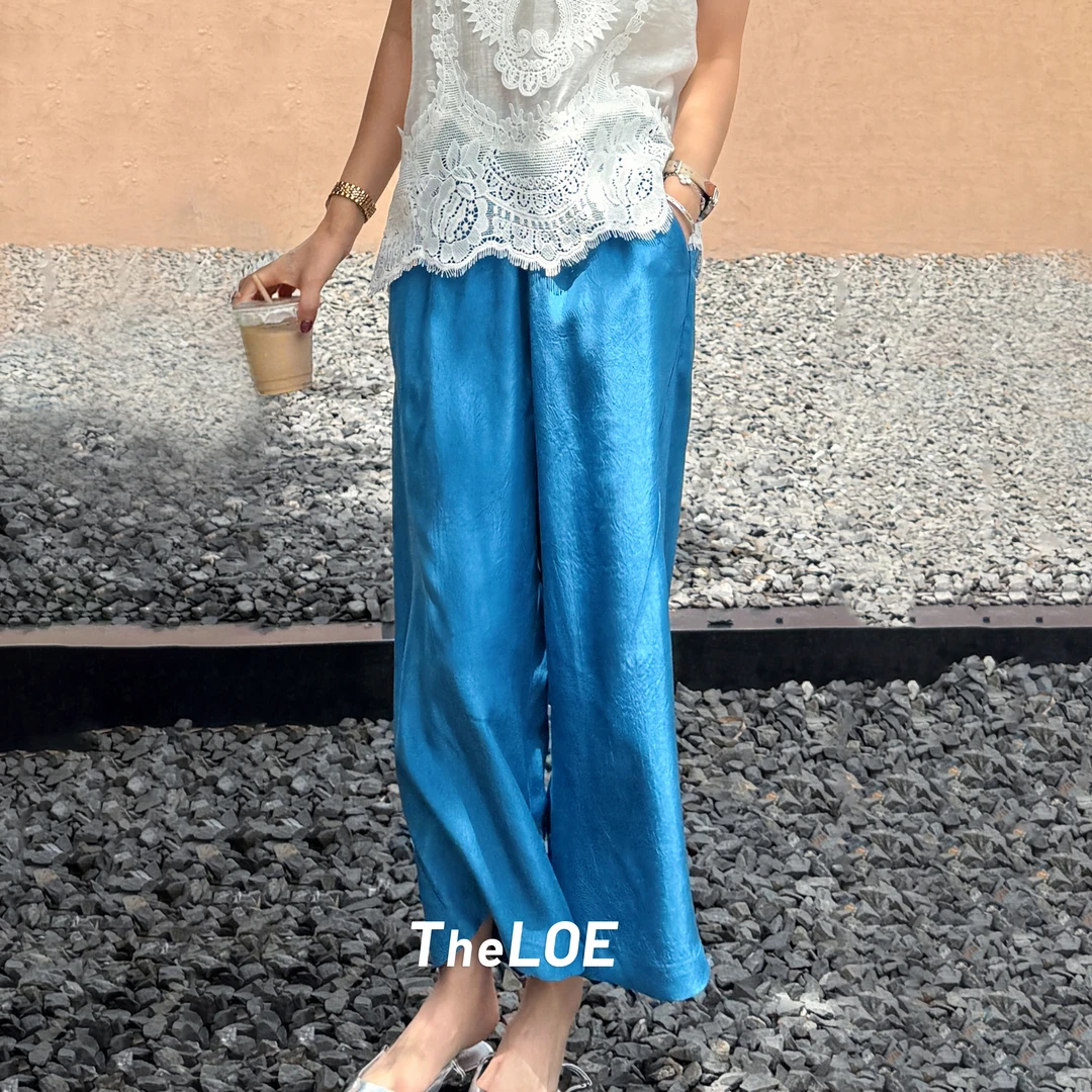 TheLOE/100【冰蓝哪吒裤】醋酸丝滑垂感8分花苞阔腿裤#07.12K-G6042