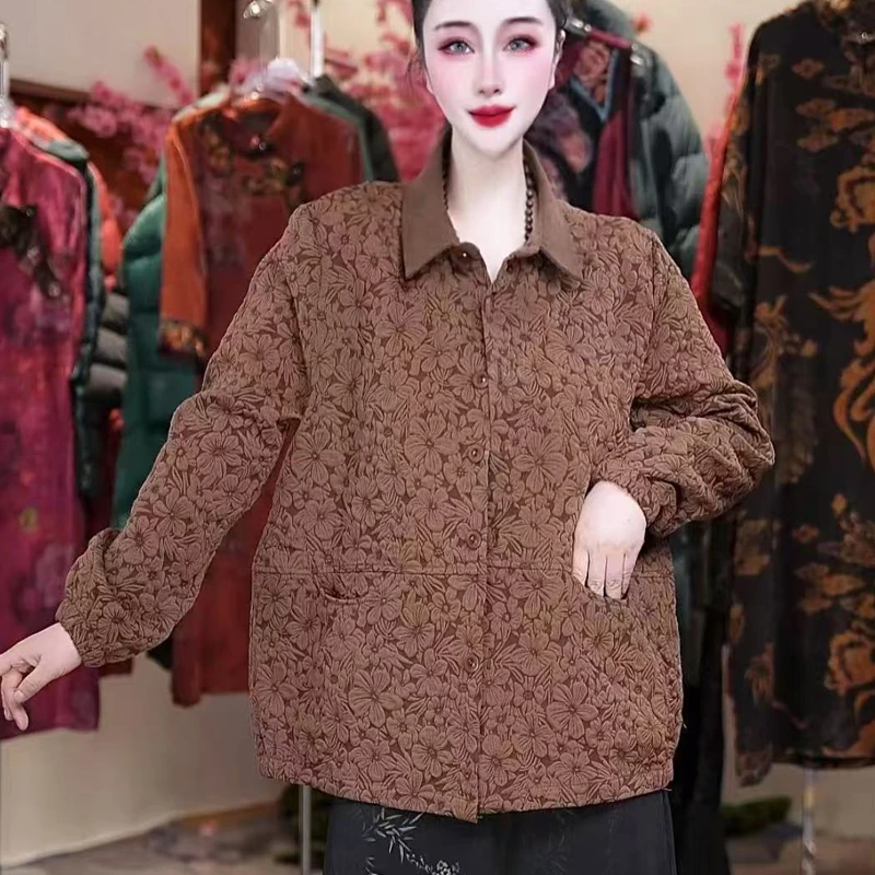 女长袖衬衫领提花薄款时尚短外套洋气风衣宽松春秋韩版春季