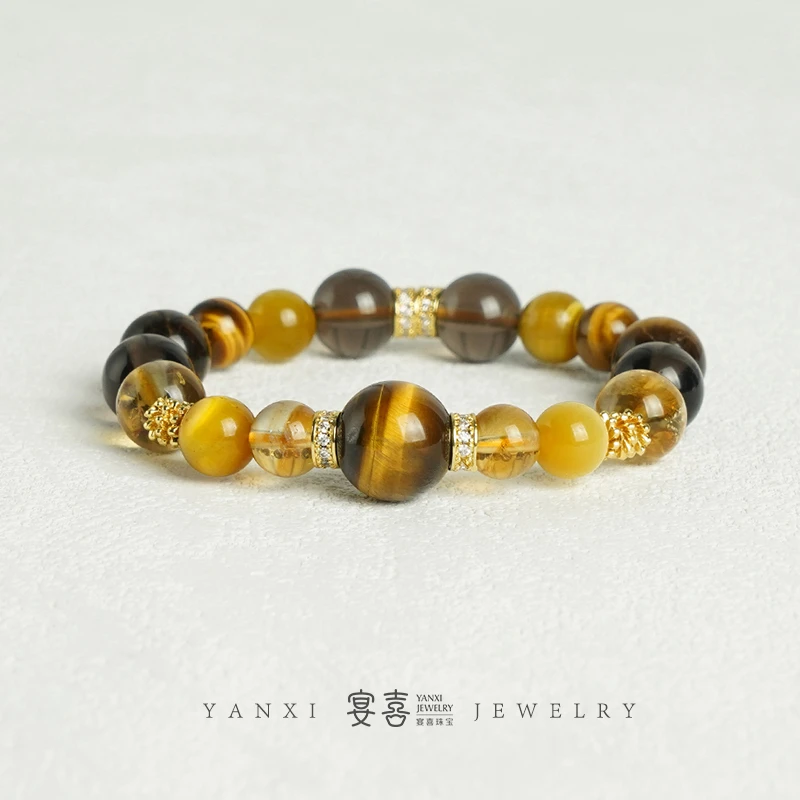 【金霸大综合】招财转运黄塔晶金虎睛冰曜石水晶手串 多样性发其一