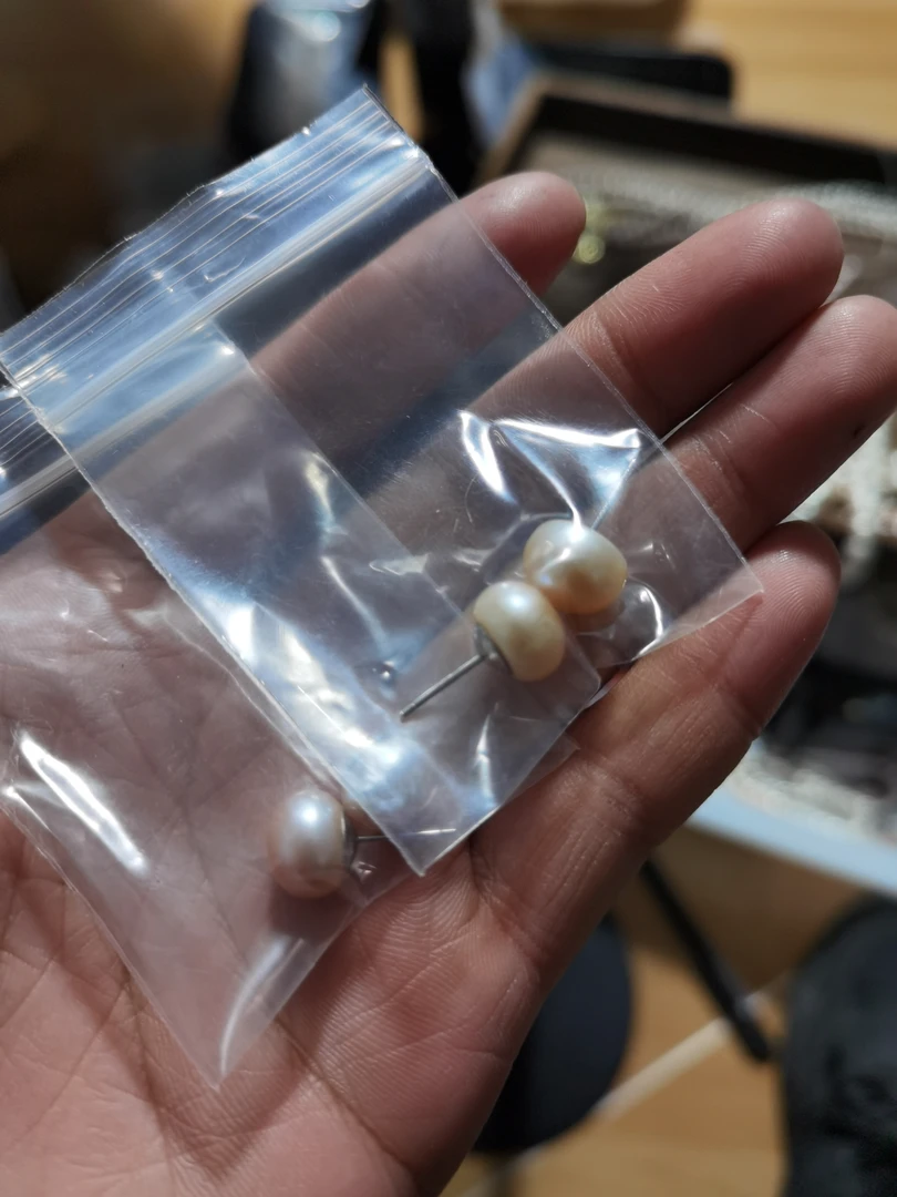 两对耳钉 淡水天然珍珠