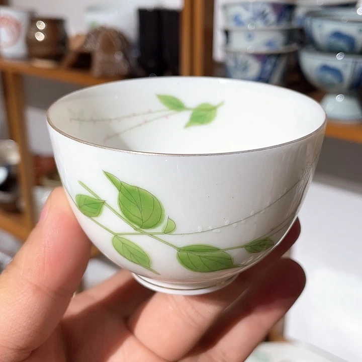 紫砂15全新库山窑蛋壳瓷内外绘主人杯