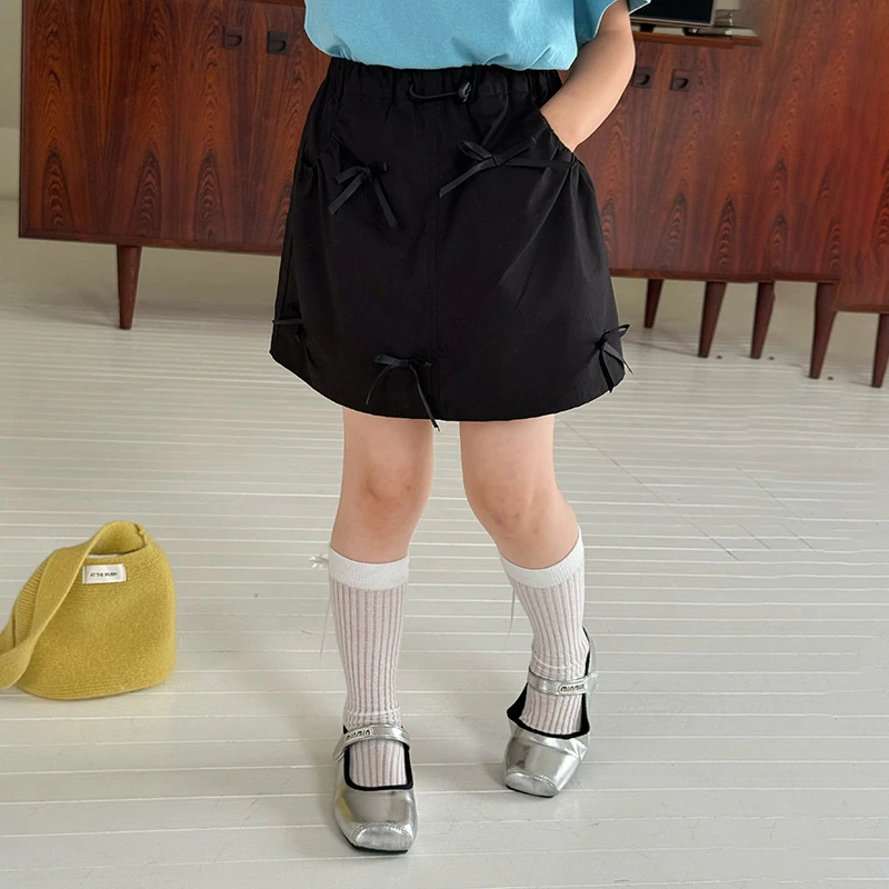 现货【莱赛尔棉】女童高品质半身裙夏洋气裙子立体蝴蝶结短裙25E013