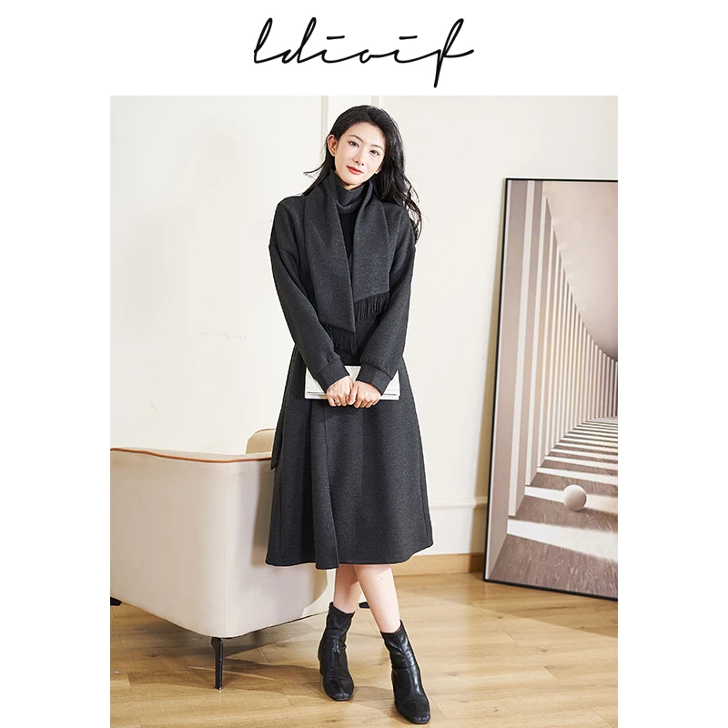 高密度围巾混纱工艺恒温精梳棉围巾领假两件连衣裙#DLQ18960spk