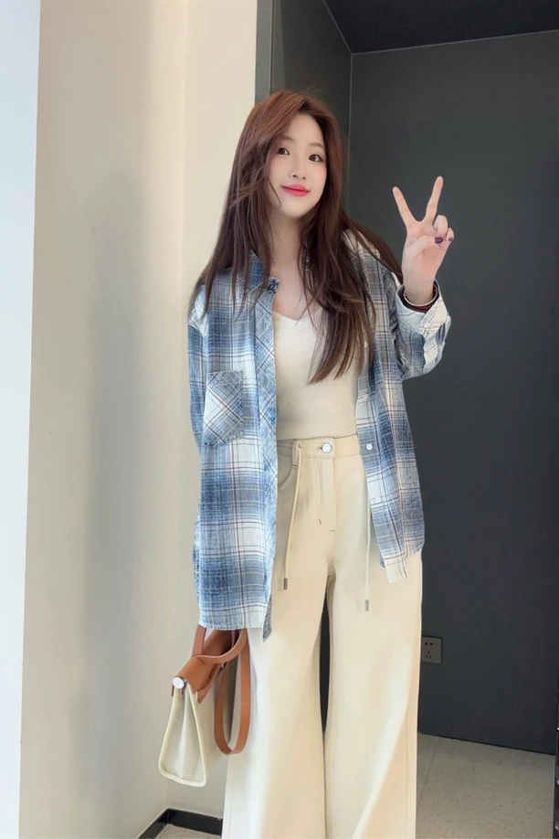 ANNEFLY上衣|『鑫鑫专属』全棉美式休闲经典蓝白条纹衬衫1017