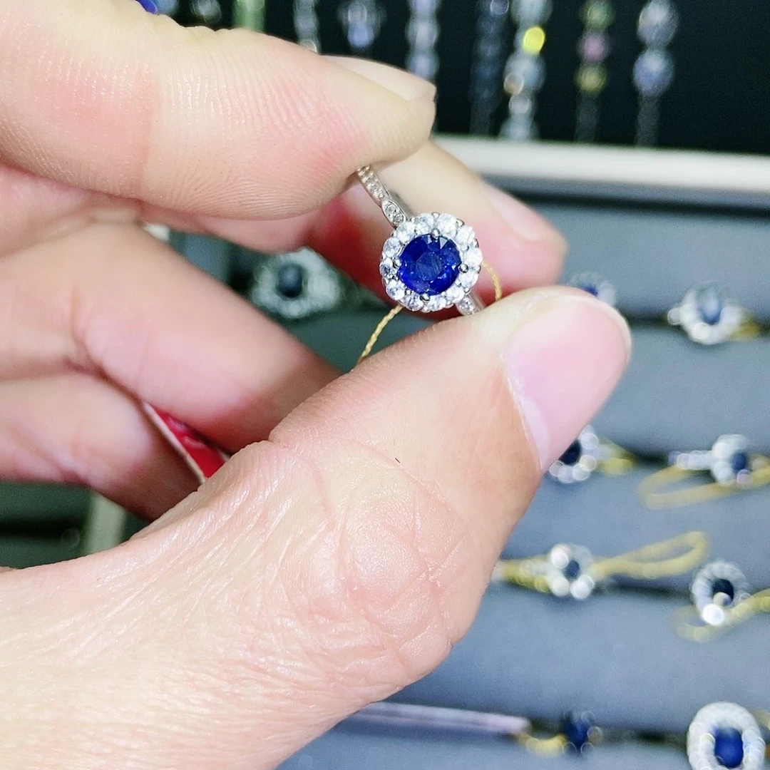 【闪购商品】戒指蓝宝石银S925镶嵌