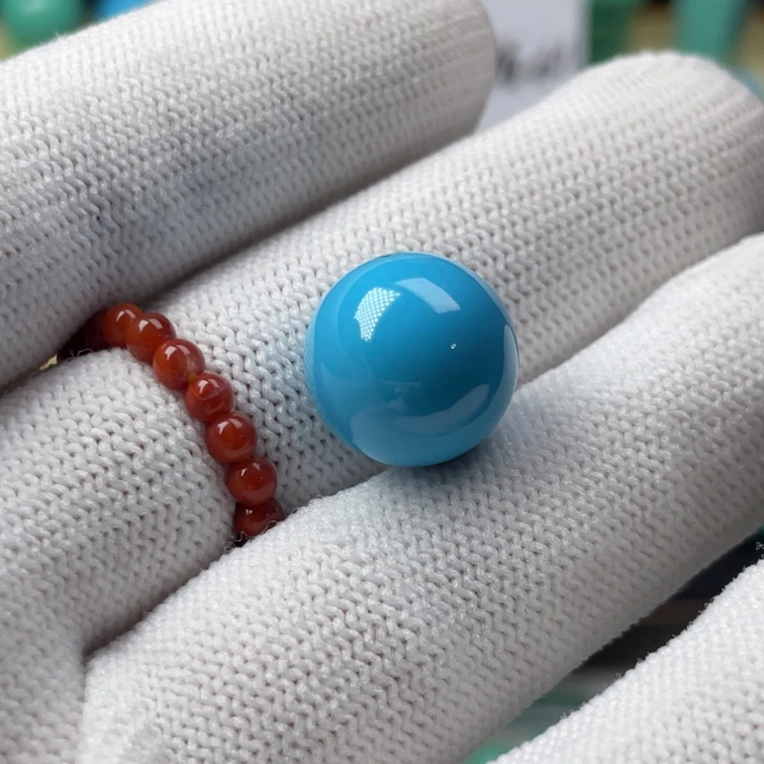 南红玛瑙未镶嵌珠宝半成品高瓷蓝卡14圆珠