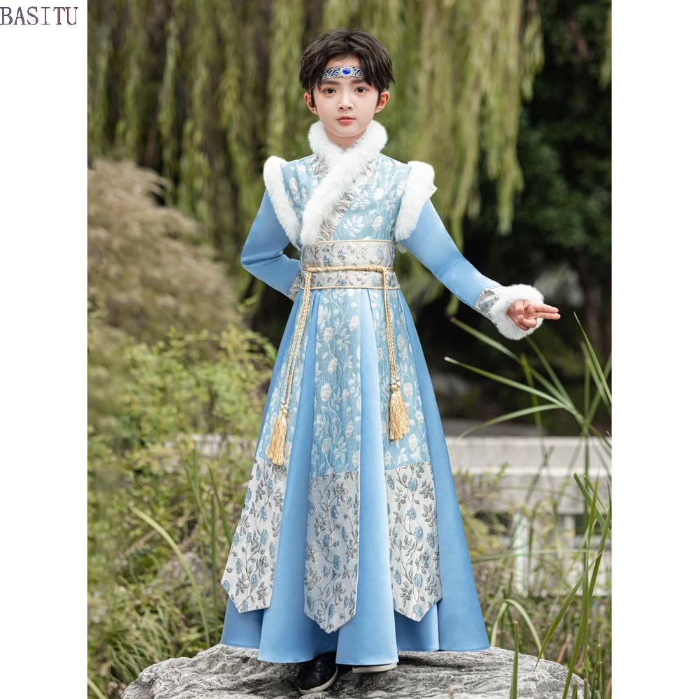 EOENKKY男童汉服冬款2025新款儿童唐装男孩拜年服帅气小少爷国风