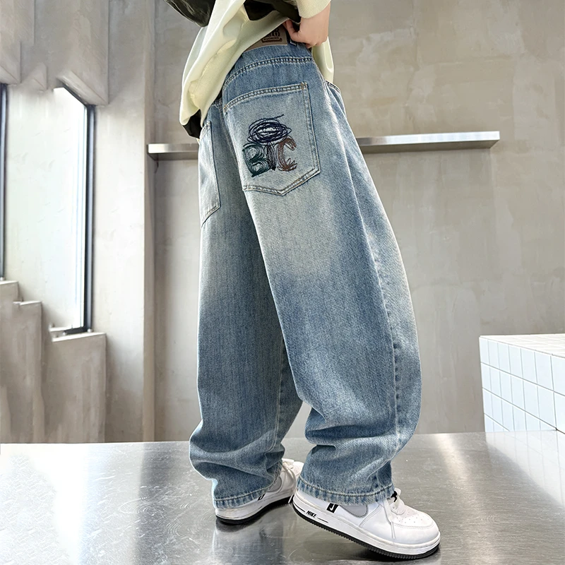 童装儿童春季新款百搭牛仔裤中大童男童春秋款裤子宽松韩版洋气潮