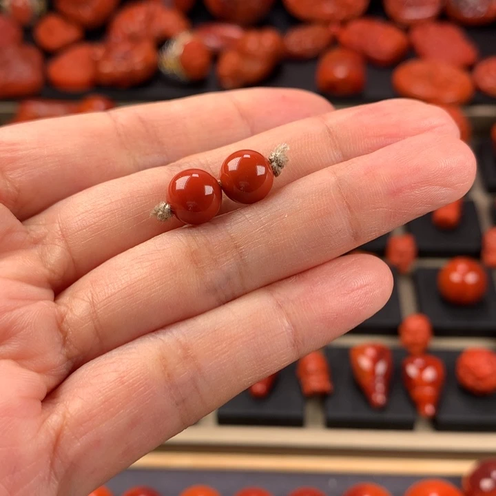 南红玛瑙圆珠对珠8mm➕未镶嵌