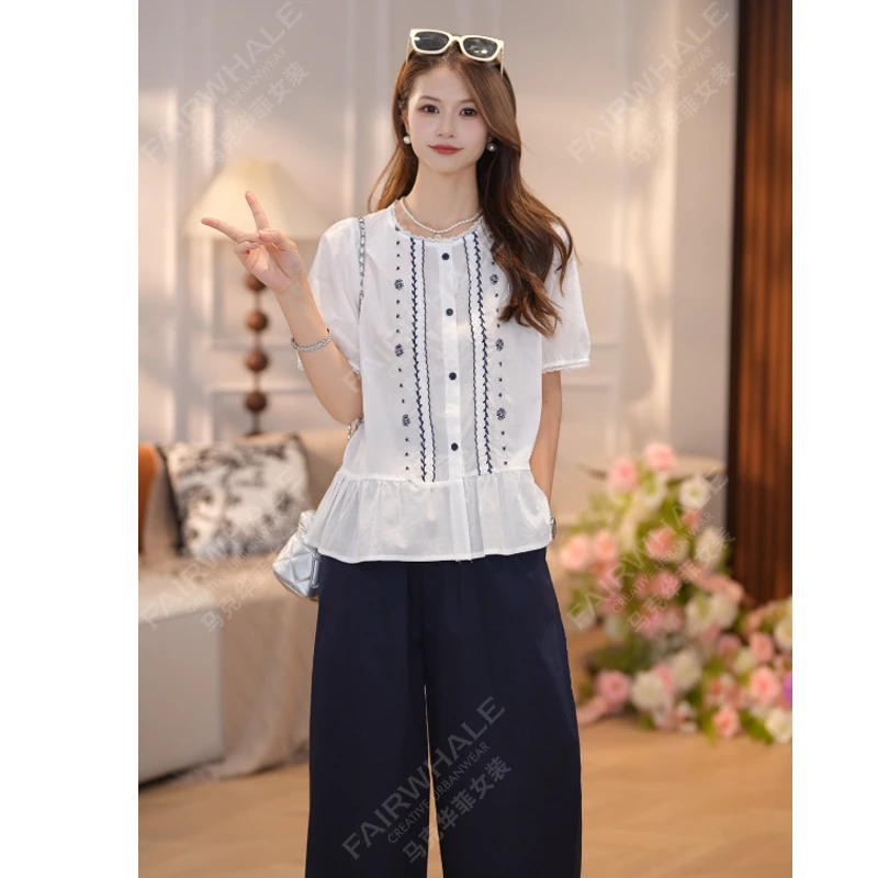 马克华菲女装夏季2025法式减龄显瘦荷叶边甜美衬衫设计感上衣女 S