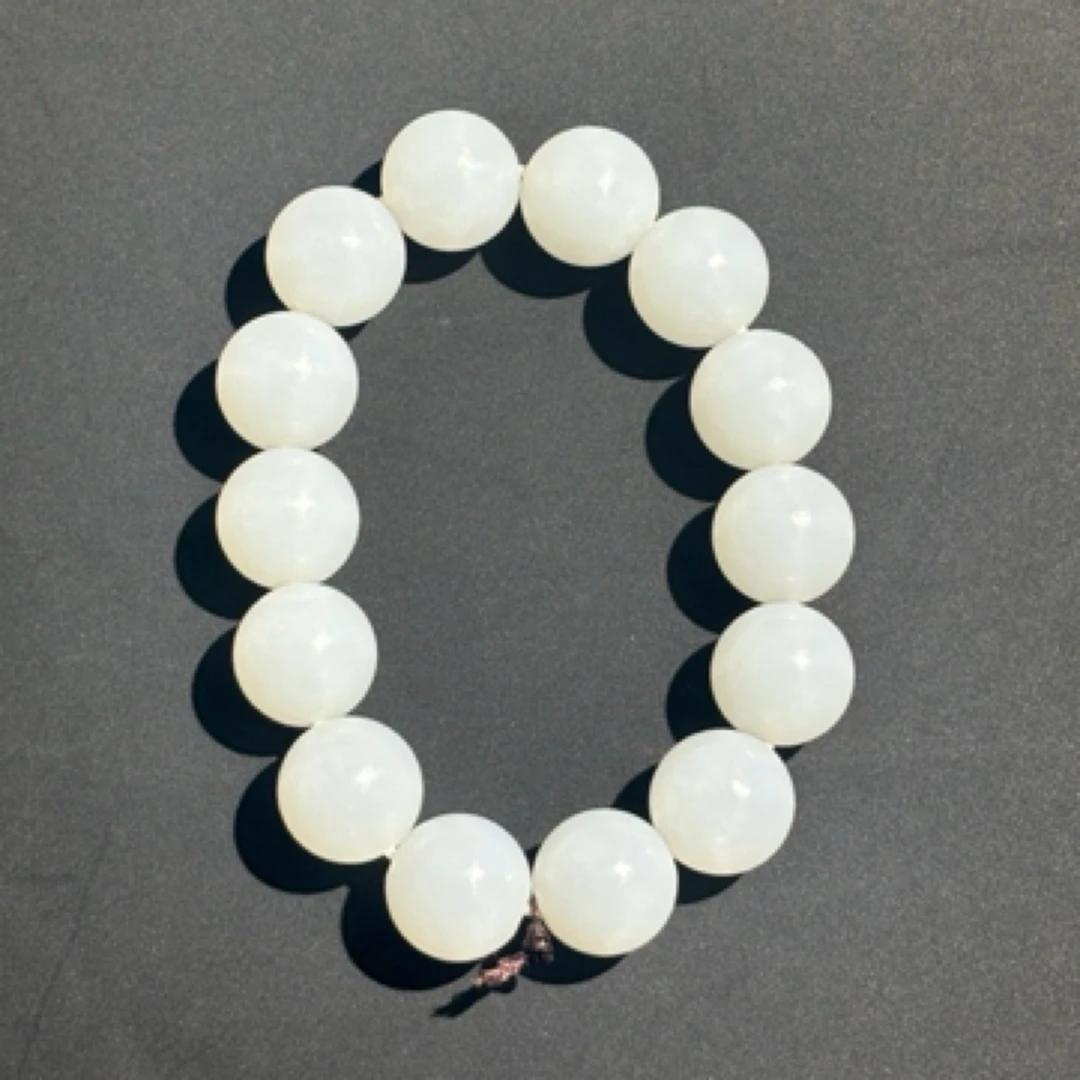 库出/清/和田白玉圆珠手串/16955