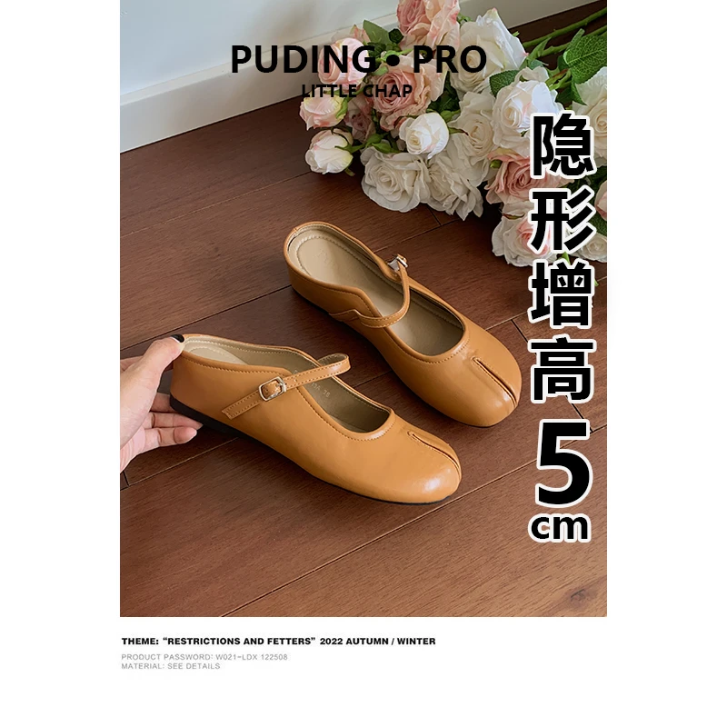 真皮版~内增高包头半拖鞋女外穿2025新款小个子一脚蹬勃肯凉拖鞋