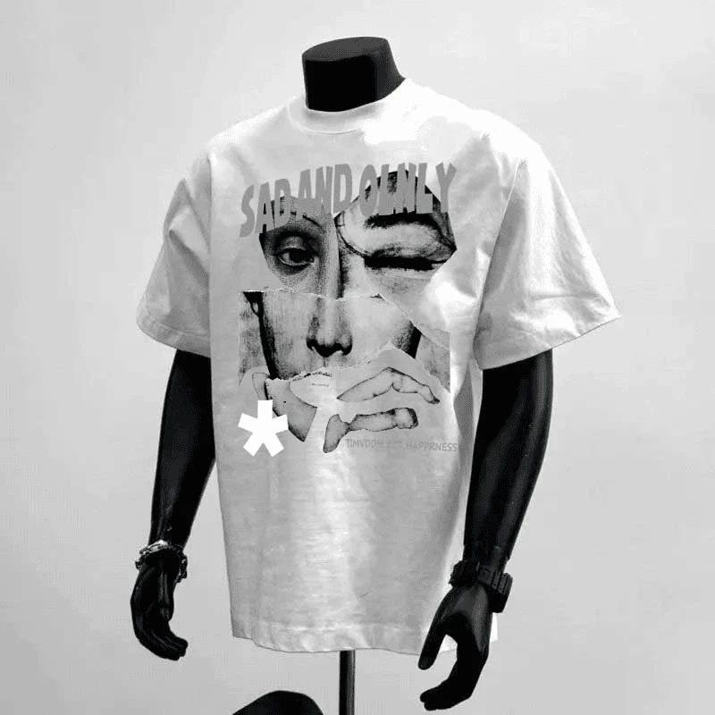 100%纯棉重磅小众美式复古高街人像短袖T恤潮牌宽松休闲潮流半袖