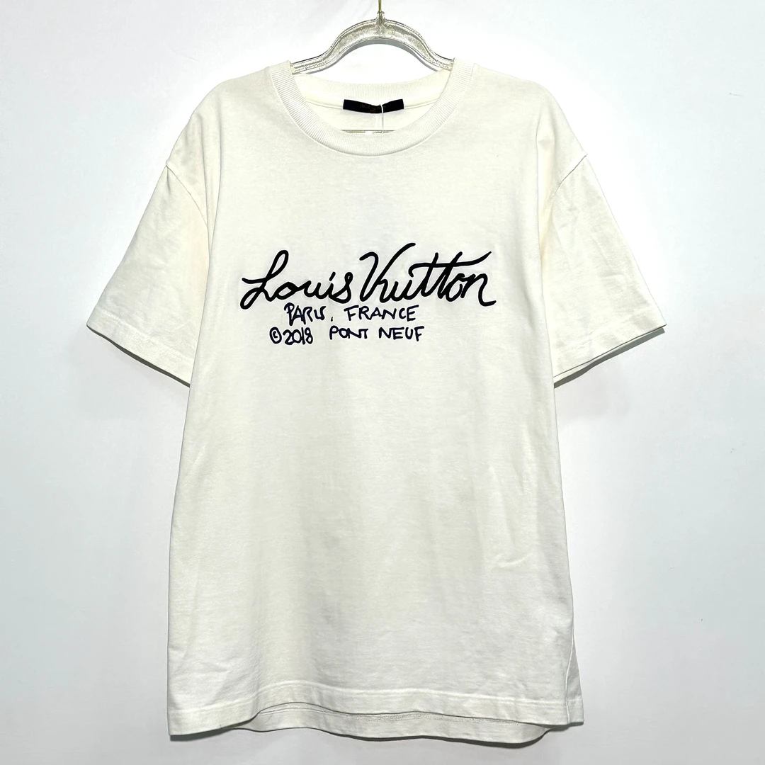 99新 LouisVuitton/路易威登 M码 刺绣logo白色短袖 W190