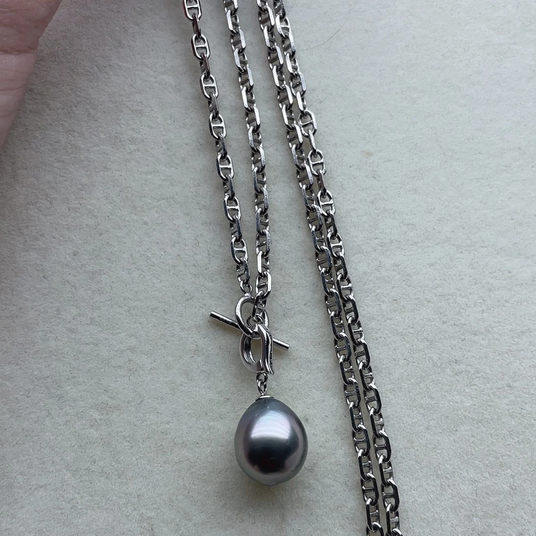 银S925镶嵌套链51海水珍珠