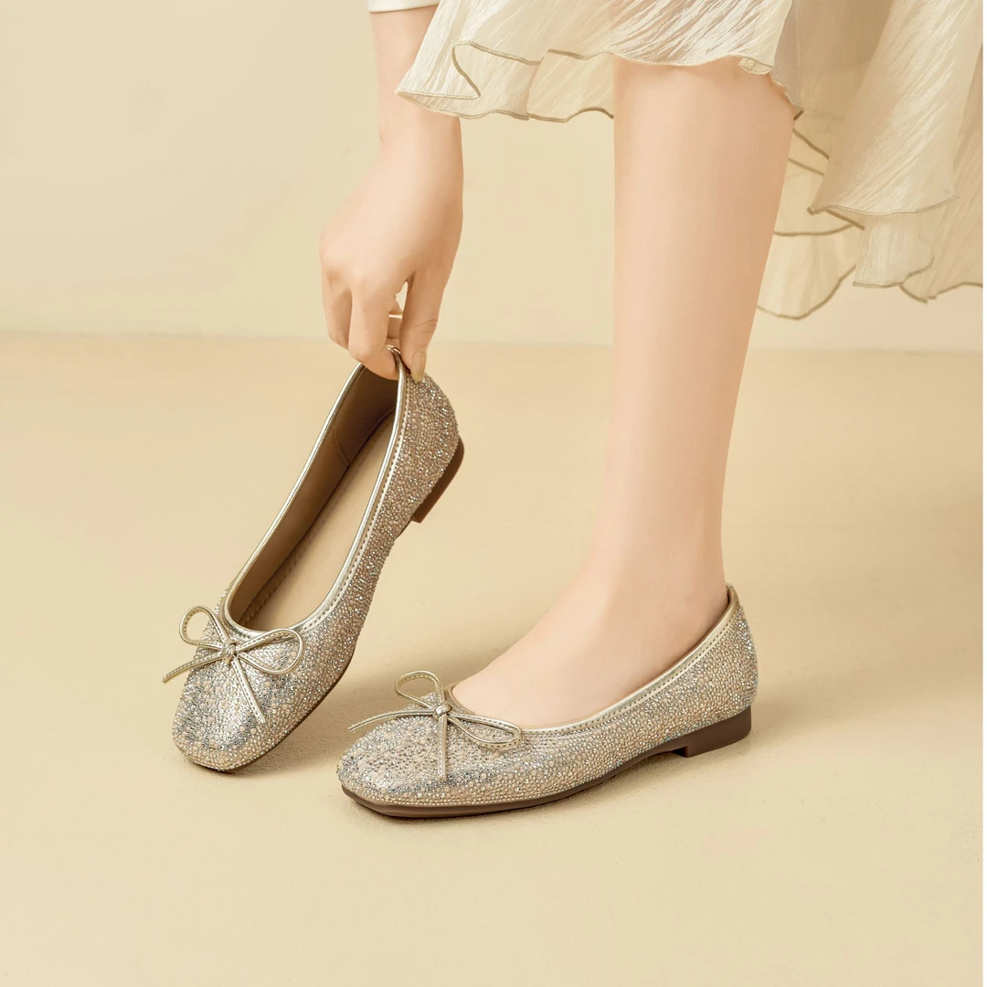 【乔老板】羊皮‘彩虹’小单鞋不掉钻时尚百搭软底春季