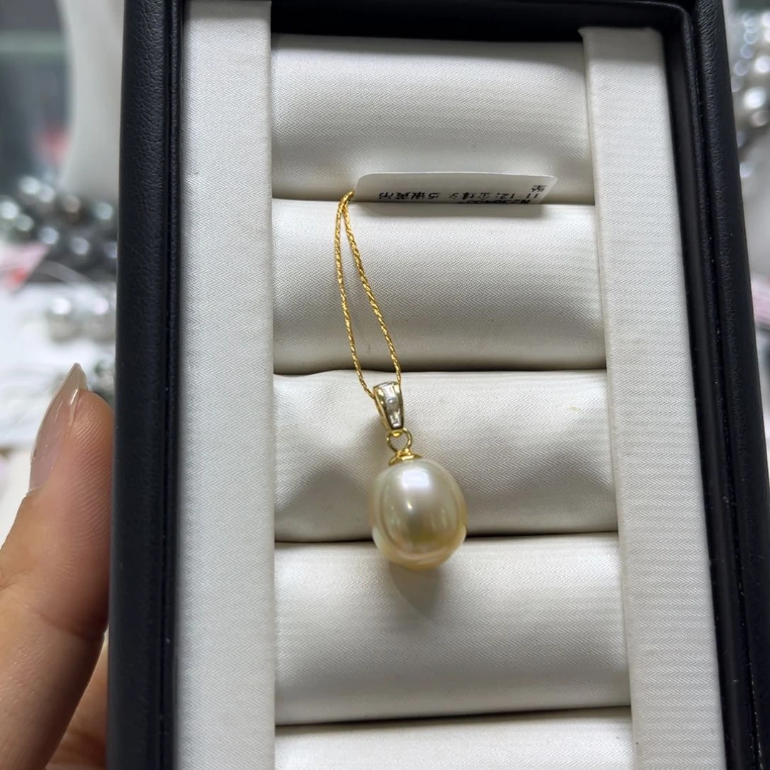 银S925镶嵌海水珍珠吊坠(不含链)11-12mm