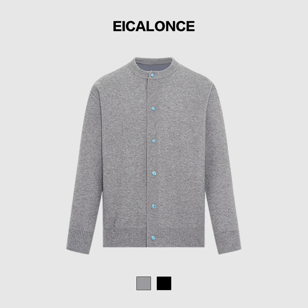 Eicalonce·意卡伦萨25·SS春夏绿松石无领羊毛开衫男女外套SW30225