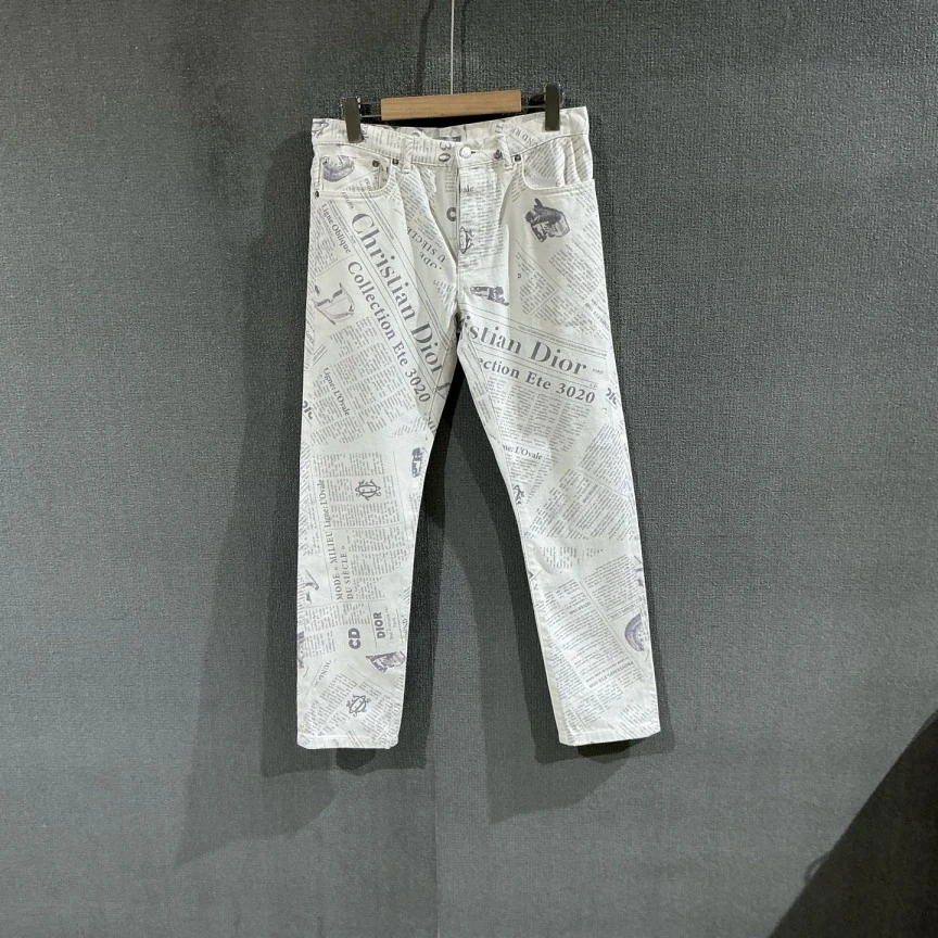 99新 DIOR/迪奥 （pm）报纸印花牛仔裤 30码/2985