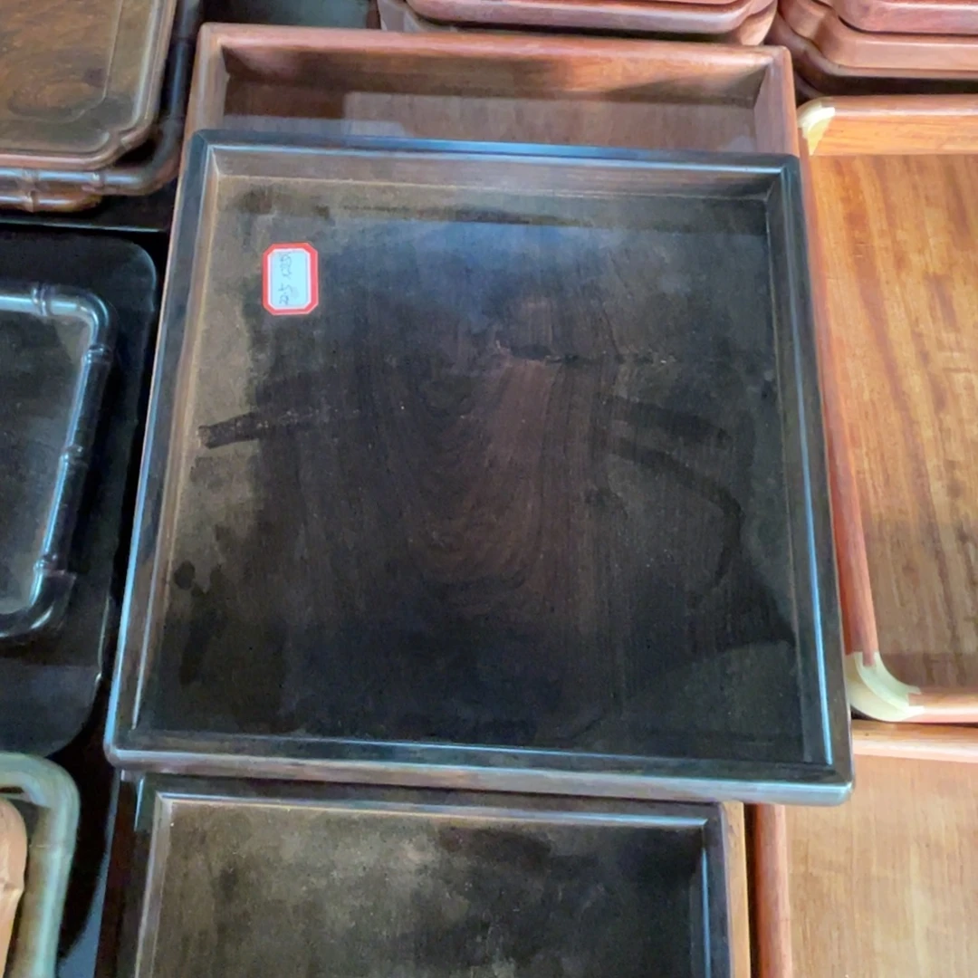 青***峰乌木紫光檀的方盘子