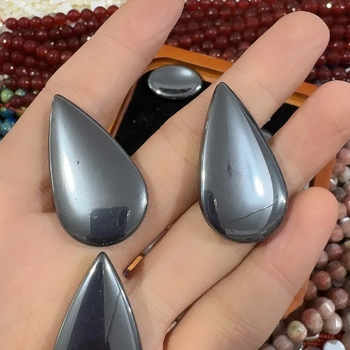 玛瑙/玉髓合金珠宝半成品3个黑蛋石水滴吊坠