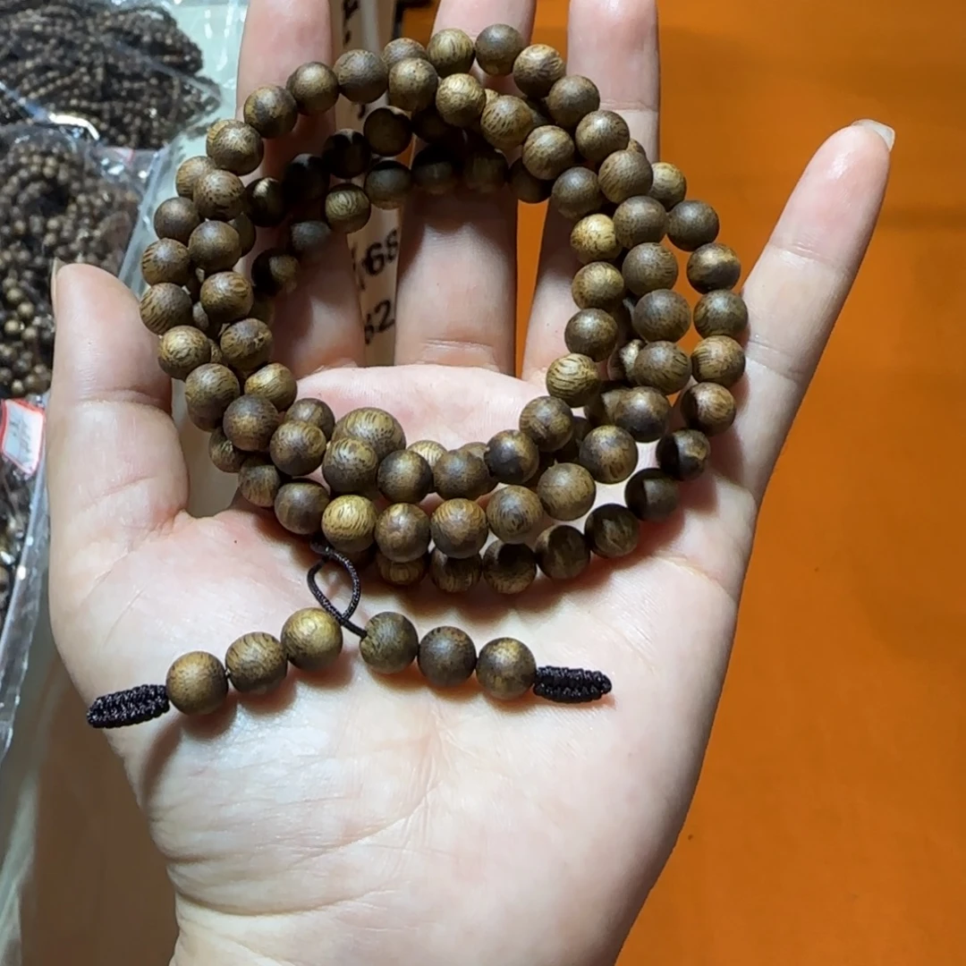 沉香手串海南老白棋圆珠多圈7mm15g