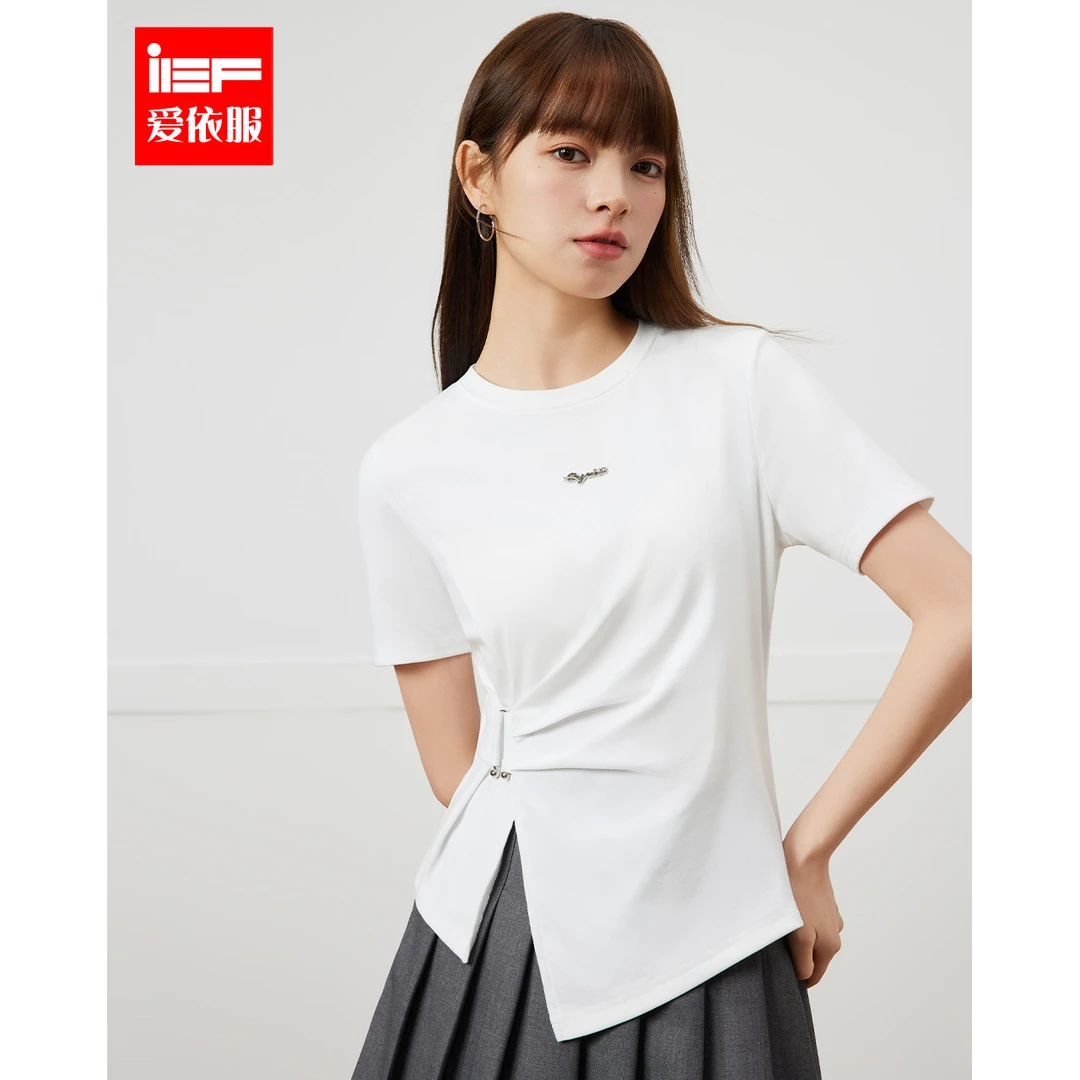 【秋季新品】IEF/爱依服2025秋季新款不规则修身T恤欧若风流光风