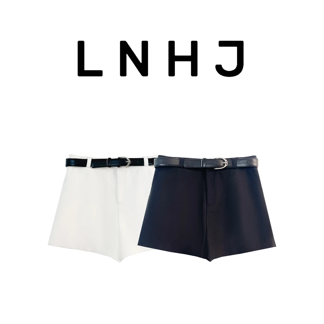 LNHJ【自由】时尚百搭显瘦简约高腰A字短裤带腰带