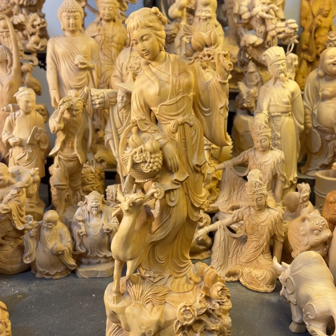 简***8木小叶黄杨木22高麻姑献寿摆件