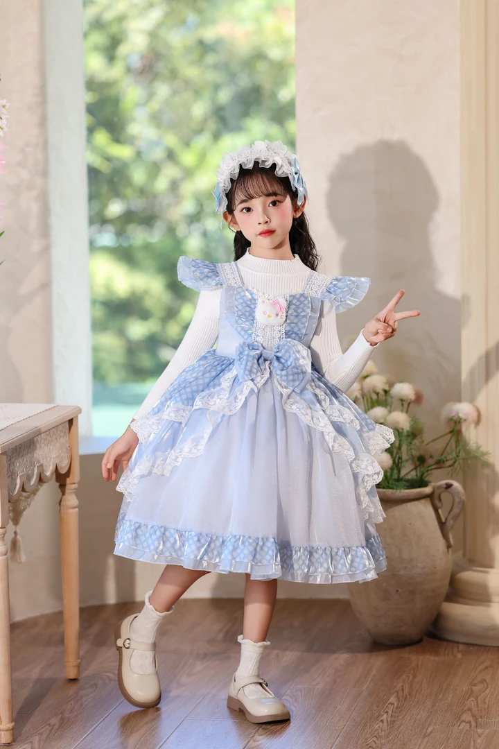 新款宝宝秋冬艾莎公主连衣裙加绒冬季蓬蓬裙公主裙儿童毛衣两件套