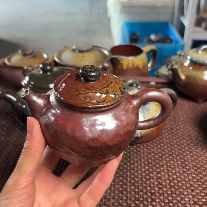 茶壶紫砂手捏手持200