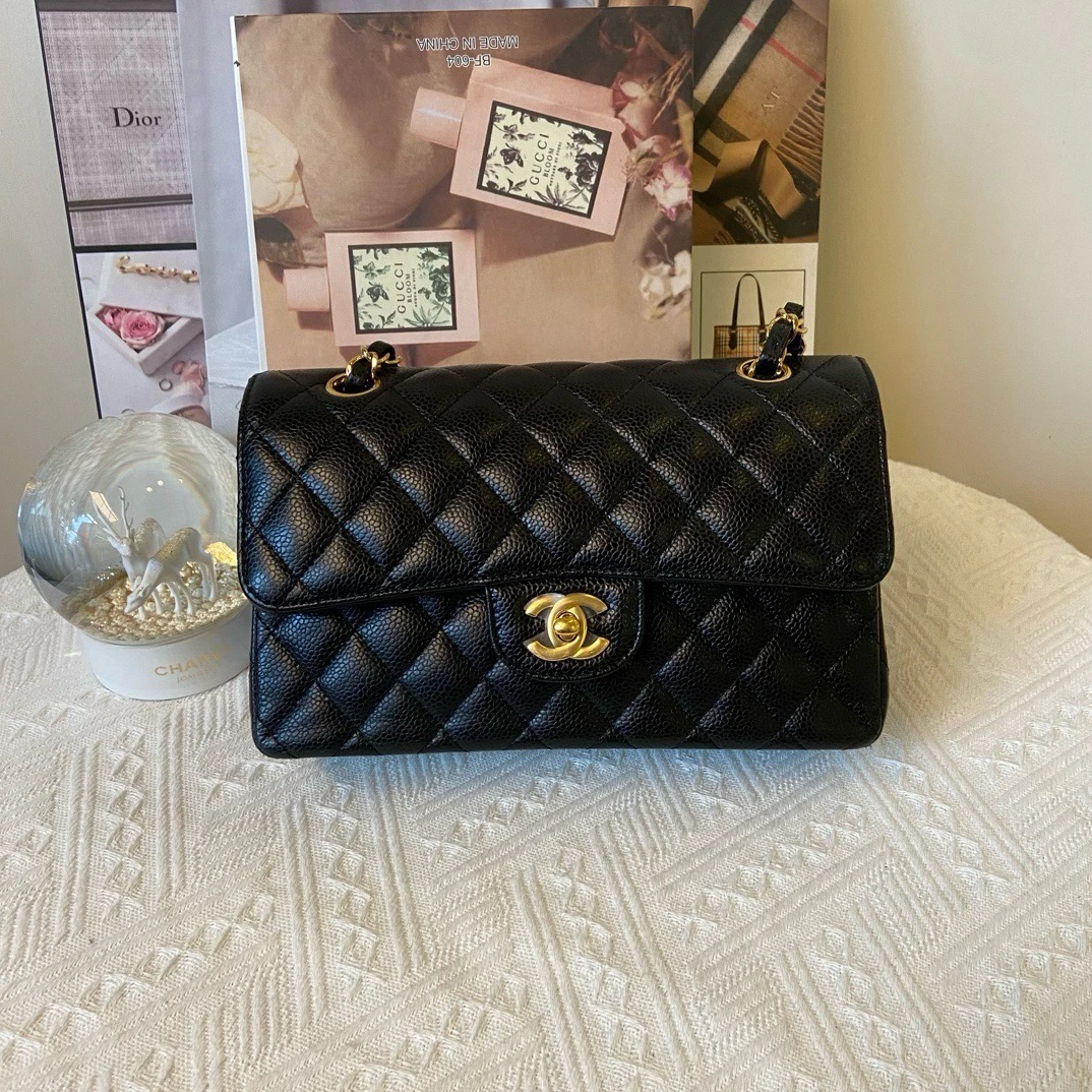 全新未使用 Chanel/香奈儿 黑金荔枝纹cf 小号（尾款）