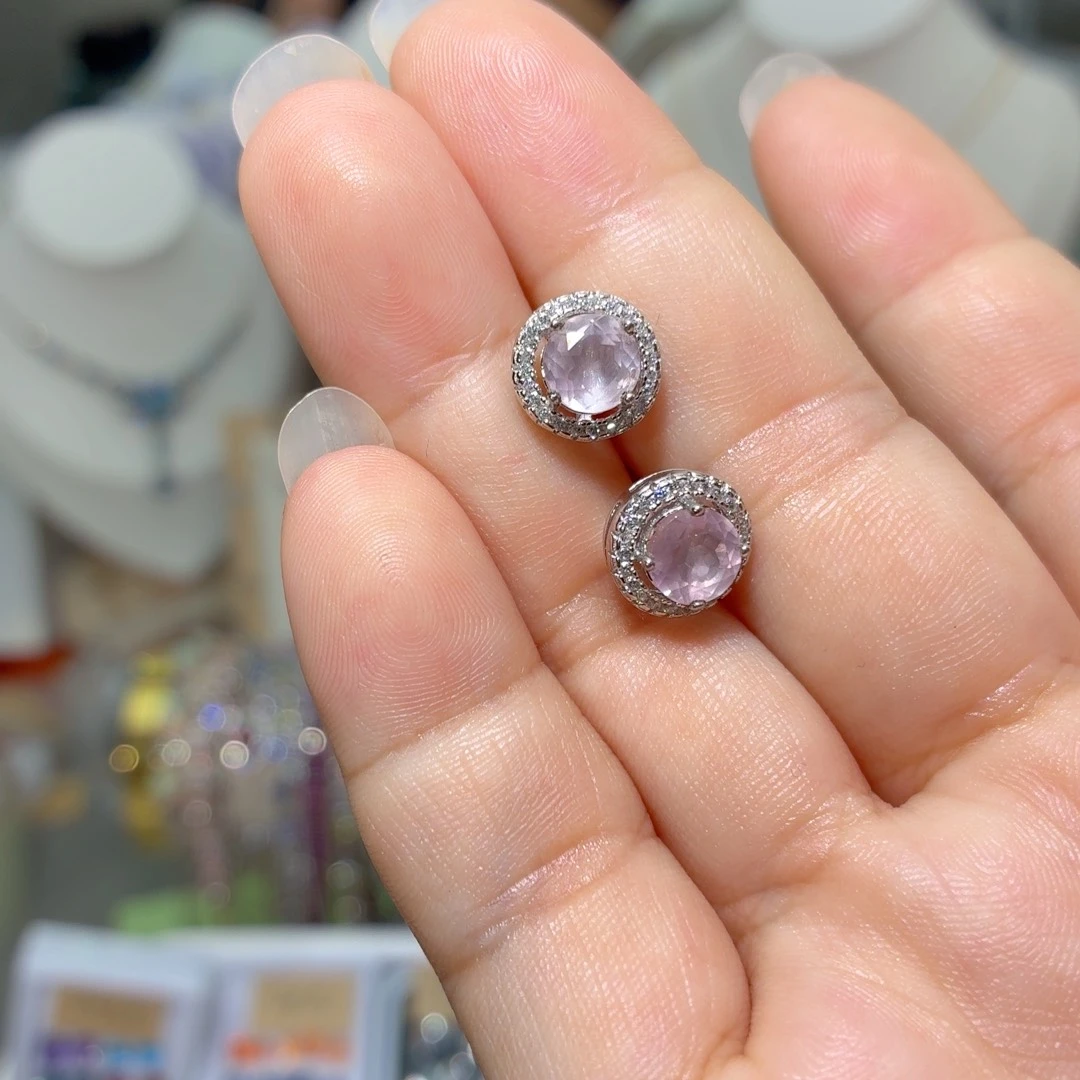 银S925镶嵌耳饰芙蓉石