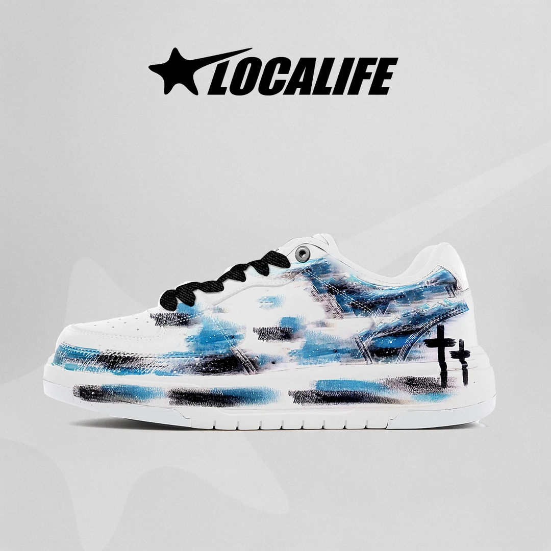 2025年夏季新款涂鸦情侣百搭低帮男鞋休闲增高通勤工作鞋