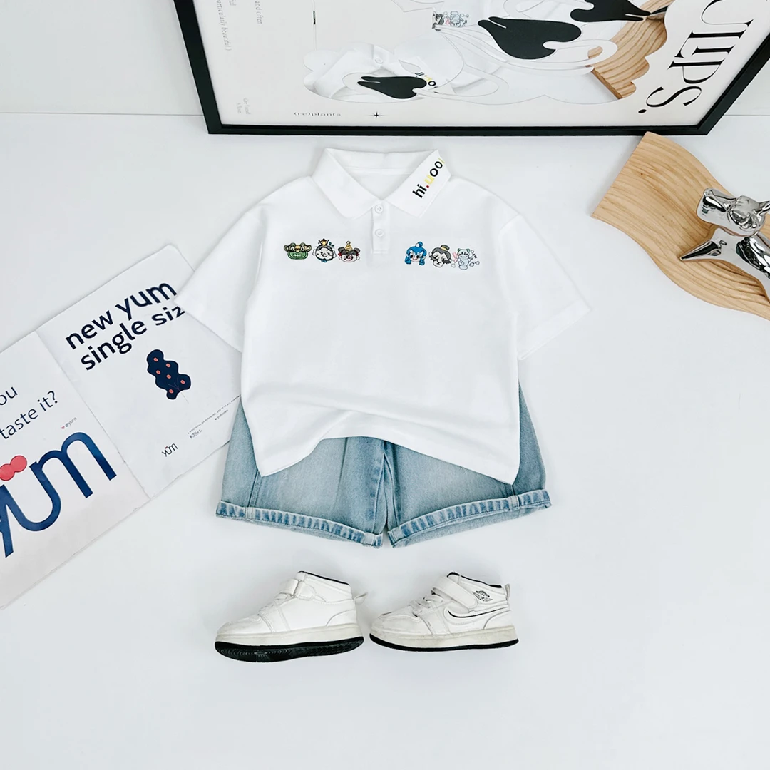 儿童夏季短袖POLO衫男童T恤薄款2025新款潮牌HZ25373