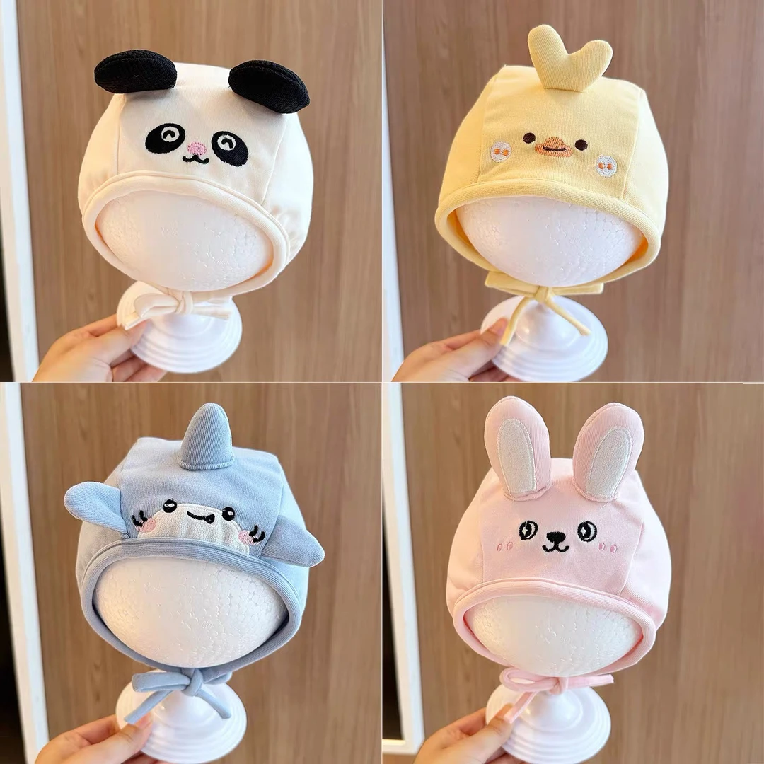 婴儿帽子春秋季可爱卡通超萌护耳帽棉新生儿外出护囟门宝宝胎帽