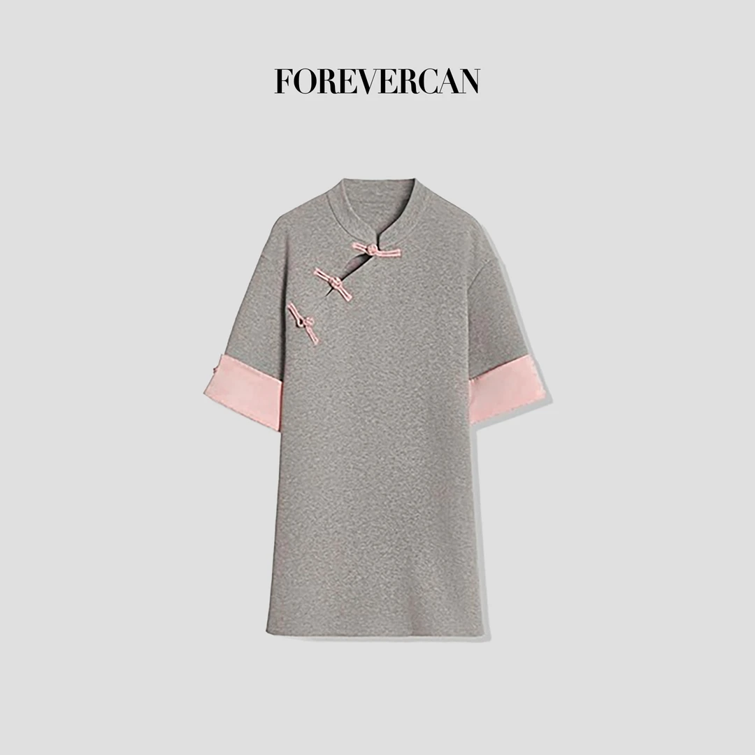 FOREVERCAN“向挽”新中式国风手工核桃盘扣连衣裙 SD21439