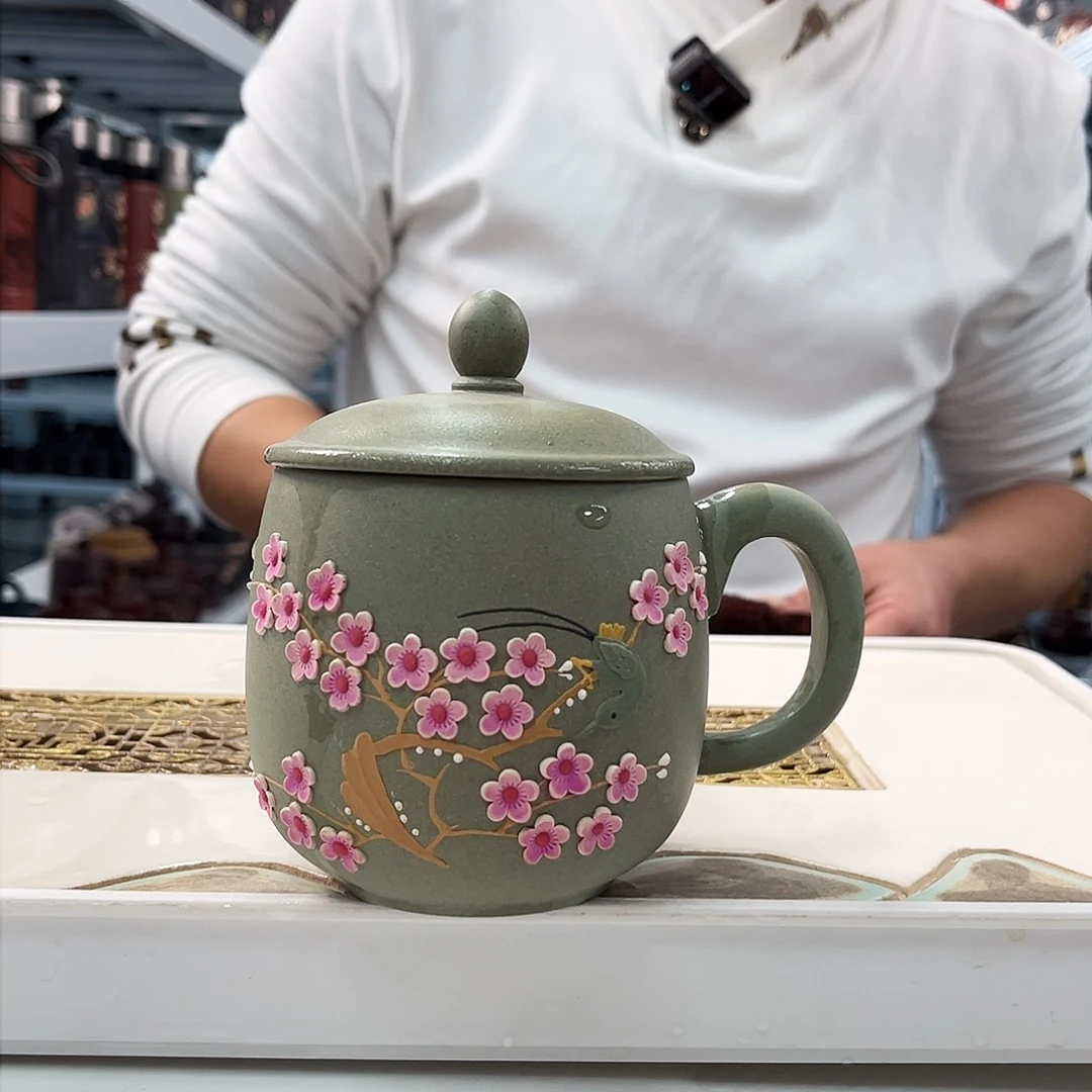 茶杯紫砂豆青沙盖杯