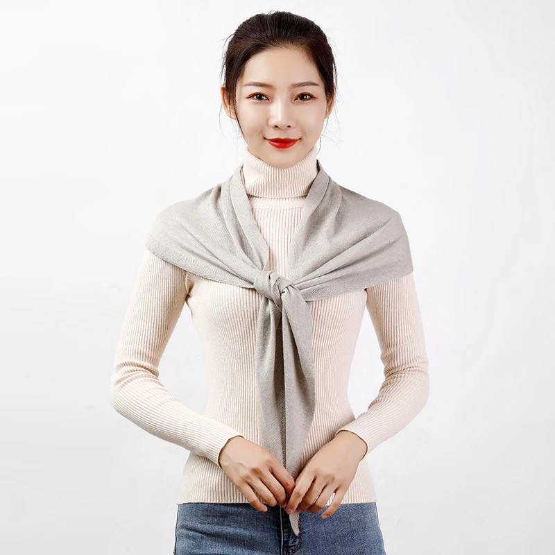秋冬羊毛羊绒三角巾披肩针织脖套保暖护脖护肩通用女时尚洋气头套