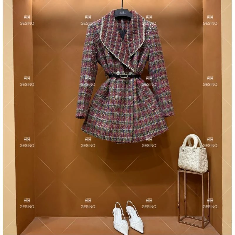 【露】秋冬气质小香风时尚设计师中长款羽绒服 QD-2025062