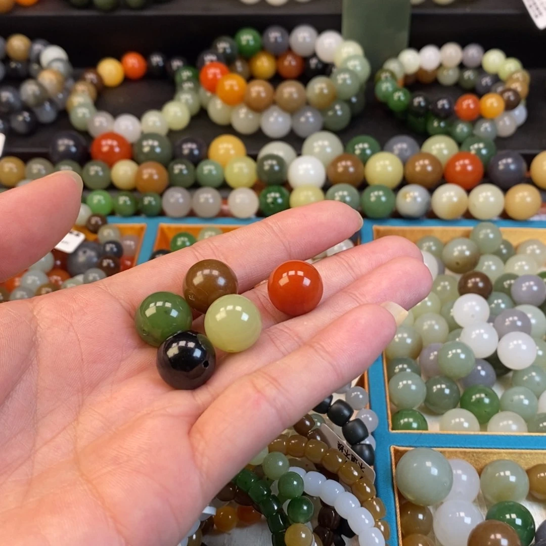 和田玉手串未镶嵌小*门卡14单珠多样发一