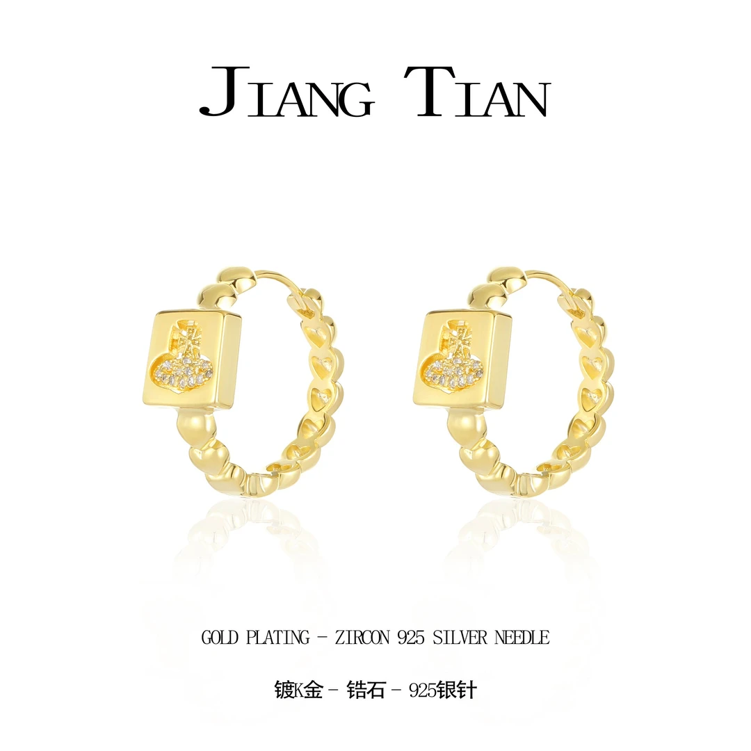 铜合金锆石耳饰 星球时尚百搭小众个性耳钉 4060