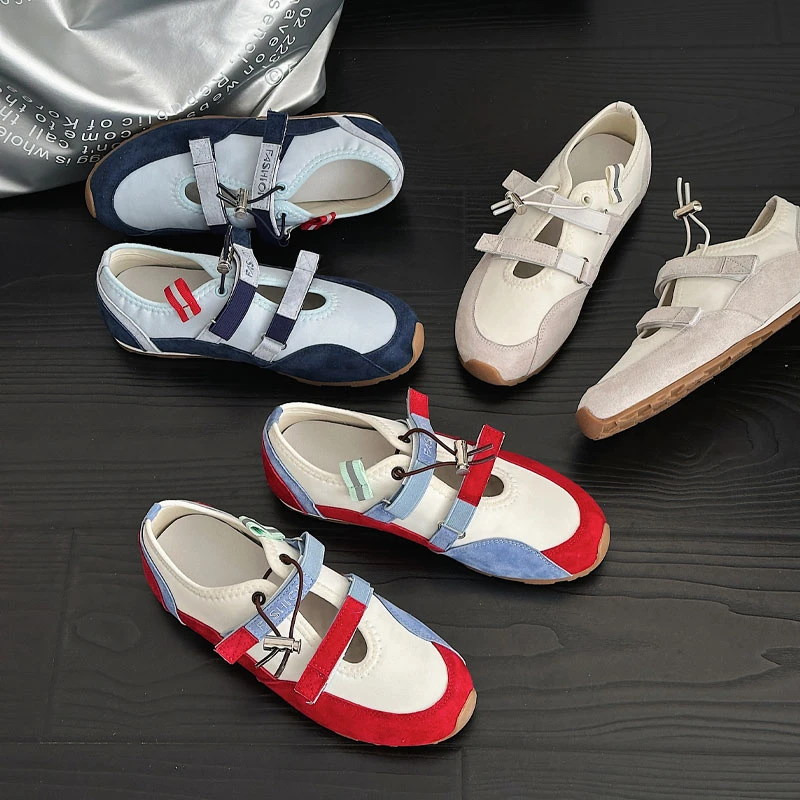 魔术贴玛丽珍鞋女2025春夏新款镂空真皮德训鞋浅口不累脚休闲单鞋